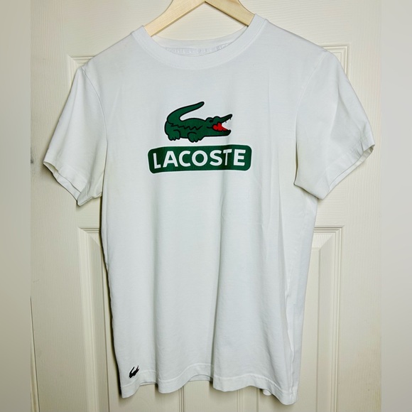 Lacoste Men's White Tee with Green Logo Size Small Preppy Old Money Classic - Picture 4 of 11